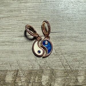 Pandora 14k rose gold plated Yin and Yang dangle charm pair